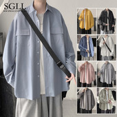 Vyriški laisvi marškiniai ilgomis rankovėmis ir kišenėmis