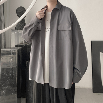 Vyriški laisvi marškiniai ilgomis rankovėmis ir kišenėmis