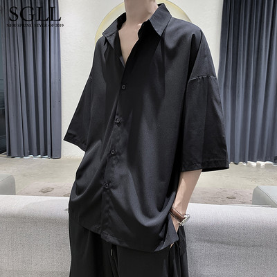 Új modell egyszínű férfi ing 3/4-es ujjal