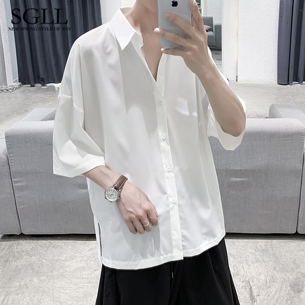 Új modell egyszínű férfi ing 3/4-es ujjal