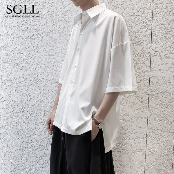 Új modell egyszínű férfi ing 3/4-es ujjal