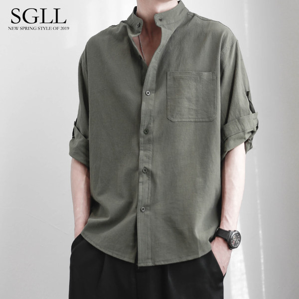 Meeste vabaaja särk nööpide ja taskuga