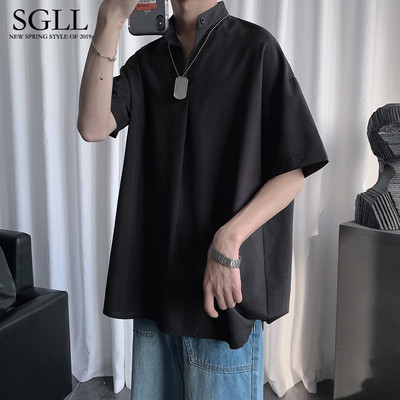 Vyriški marškiniai su 3/4 rankovėmis ir sagomis