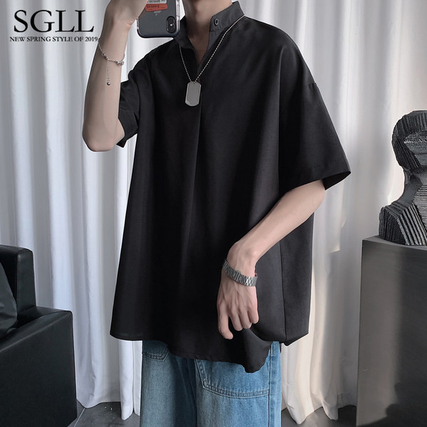 Vyriški marškiniai su 3/4 rankovėmis ir sagomis