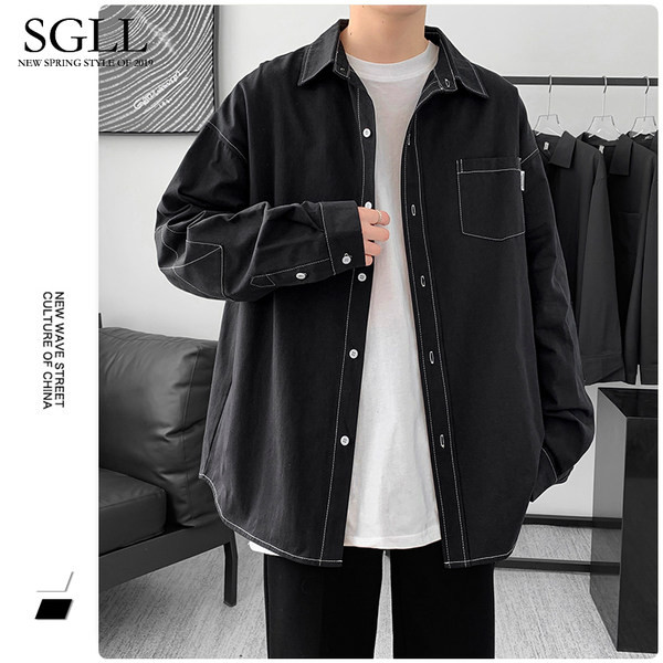 Kahes värvitoonis pikkade varrukatega ja taskuga meeste särk