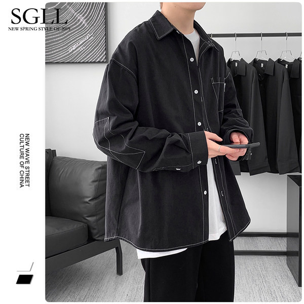 Kahes värvitoonis pikkade varrukatega ja taskuga meeste särk