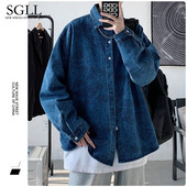 Κλασικό τζιν casual πουκάμισο γιακά για άντρες