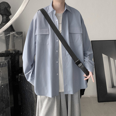 Lai meeste ühevärviline taskutega särk