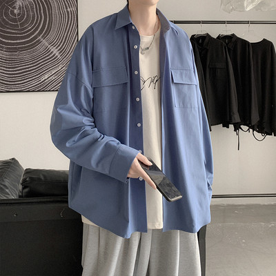 Lai meeste ühevärviline taskutega särk