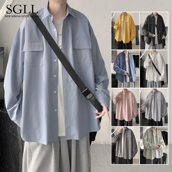 Lai meeste ühevärviline taskutega särk