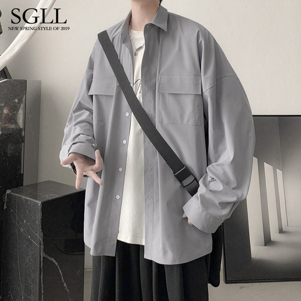 Lai meeste ühevärviline taskutega särk