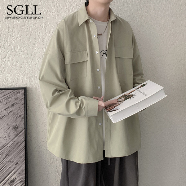 Lai meeste ühevärviline taskutega särk