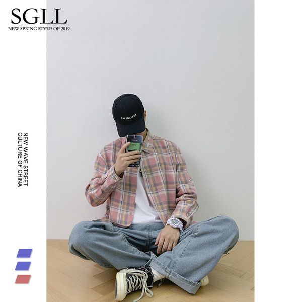 Férfi hosszú ujjú kockás ing