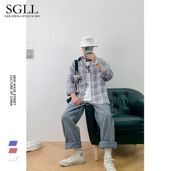 Férfi hosszú ujjú kockás ing