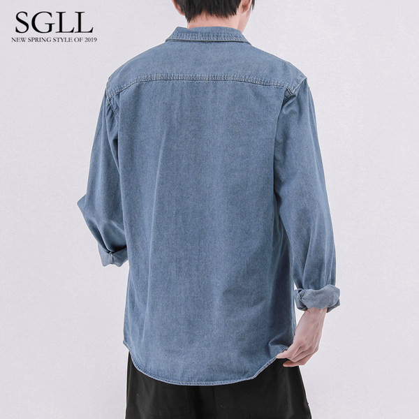 Modern férfi farmer ing zsebbel