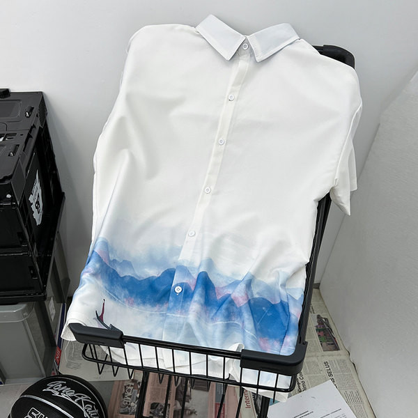 Meeste värviline lühikeste varrukatega nööbiga särk