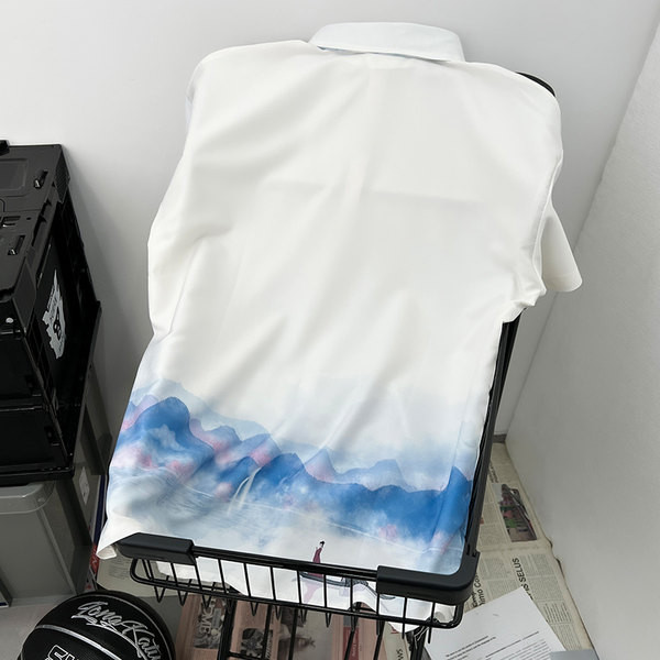 Meeste värviline lühikeste varrukatega nööbiga särk