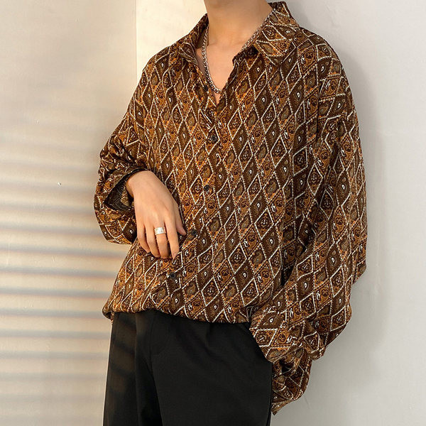 Új modell férfi ing geometrikus formákkal