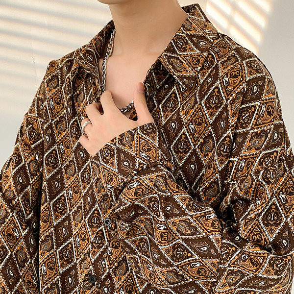 Új modell férfi ing geometrikus formákkal