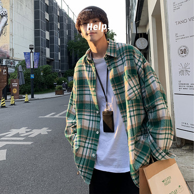 Casual μακρυμάνικο καρό πουκάμισο για άνδρες