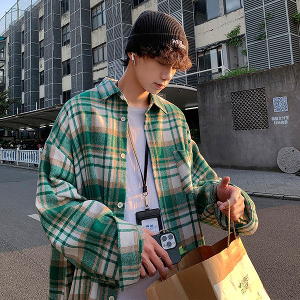 Casual μακρυμάνικο καρό πουκάμισο για άνδρες