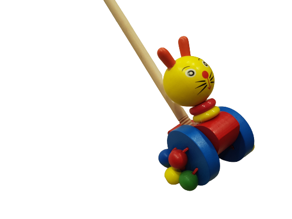 Играчка Заек, Буталка, За прохождане, Дървена, Многоцветна