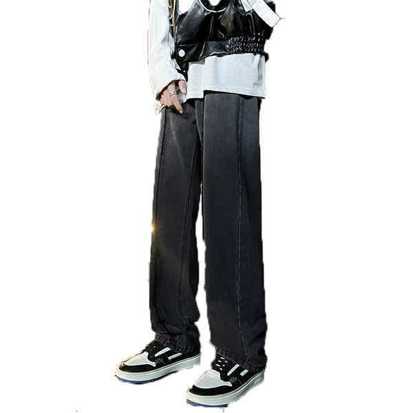 Dviejų spalvų vyriški džinsai su plėšytais motyvais