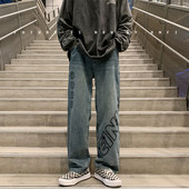 Ανδρικά τζιν casual με γράμματα