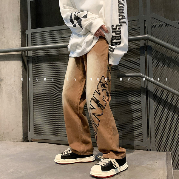 Ανδρικά τζιν casual με γράμματα