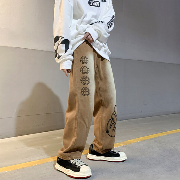 Ανδρικά τζιν casual με γράμματα