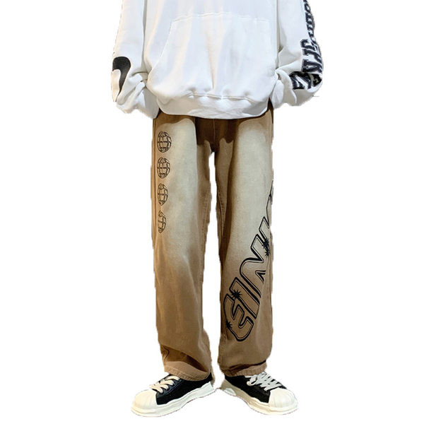 Ανδρικά τζιν casual με γράμματα