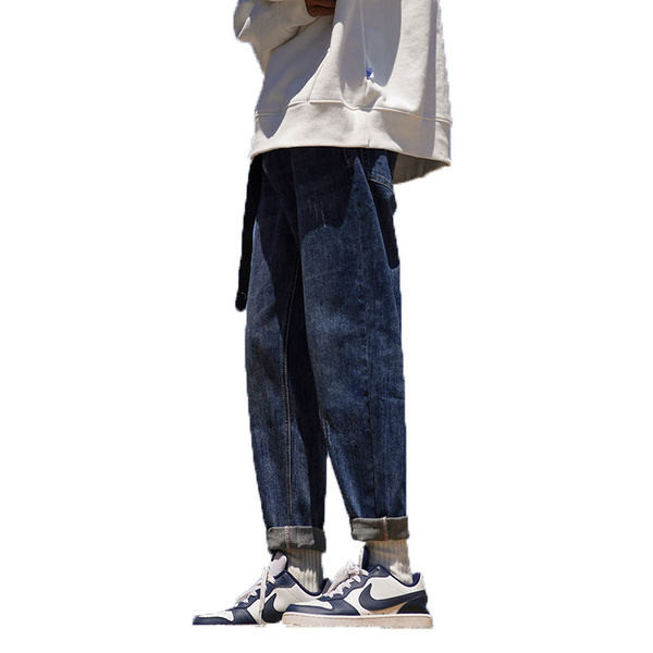 Férfi tavaszi farmernadrág tiszta mintás zsebbel