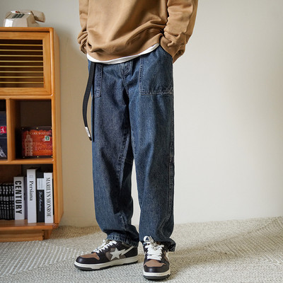 Φαρδύ μοντέλο ανδρικό τζιν ίσιο μοντέλο με τσέπη