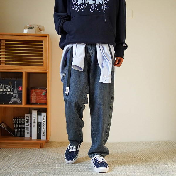 Φαρδύ μοντέλο ανδρικό τζιν ίσιο μοντέλο με τσέπη