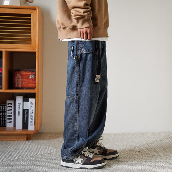 Φαρδύ μοντέλο ανδρικό τζιν ίσιο μοντέλο με τσέπη