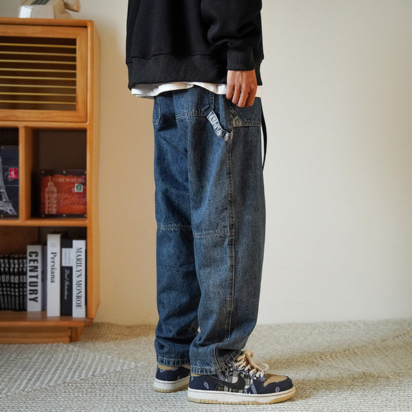 Φαρδύ μοντέλο ανδρικό τζιν ίσιο μοντέλο με τσέπη
