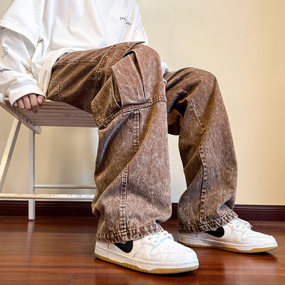 Vyriški džinsai su raišteliais ir kišenėmis