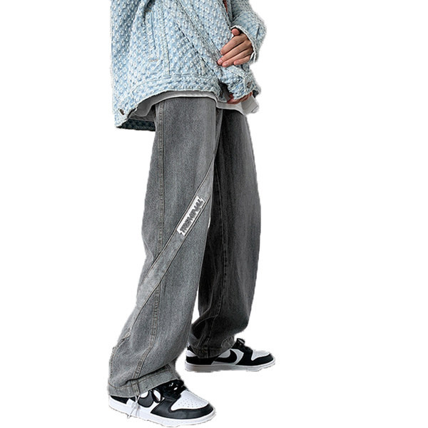 Férfi alkalmi farmernadrág varrással