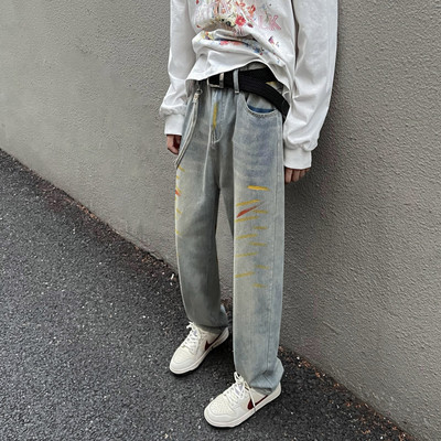 Ανδρικό ανοιξιάτικο τζιν με ίσιο σχέδιο τσέπης