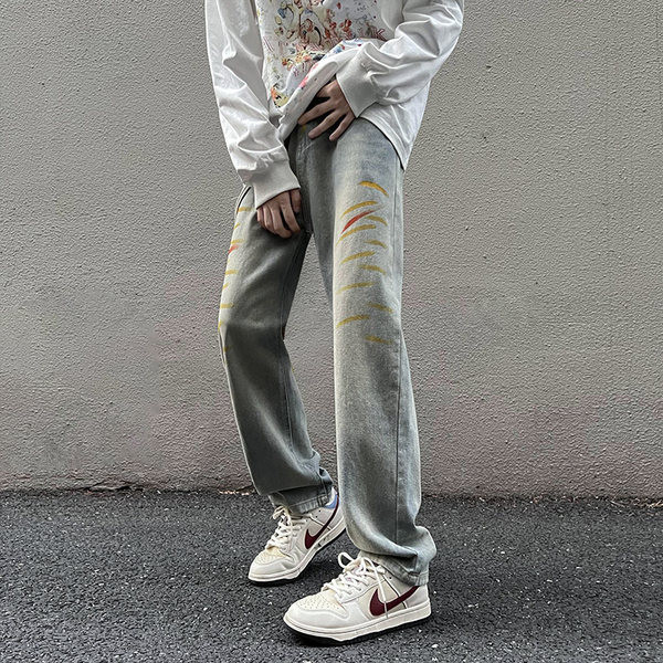 Ανδρικό ανοιξιάτικο τζιν με ίσιο σχέδιο τσέπης