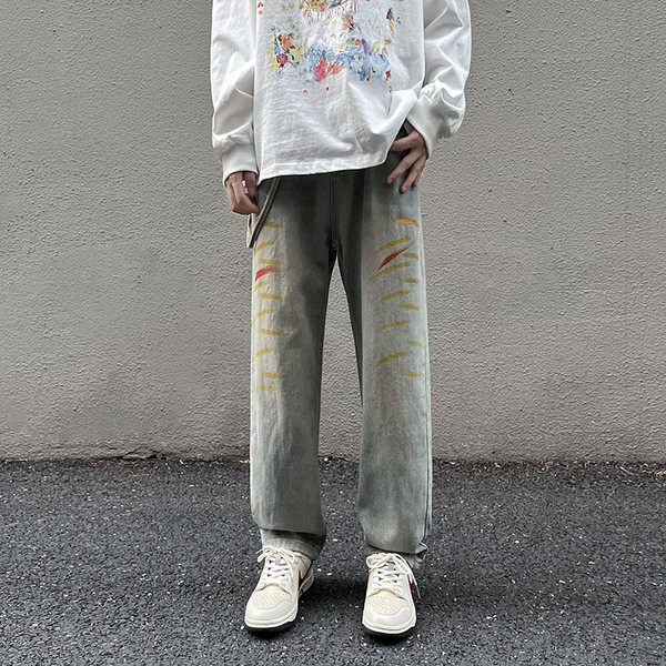 Ανδρικό ανοιξιάτικο τζιν με ίσιο σχέδιο τσέπης