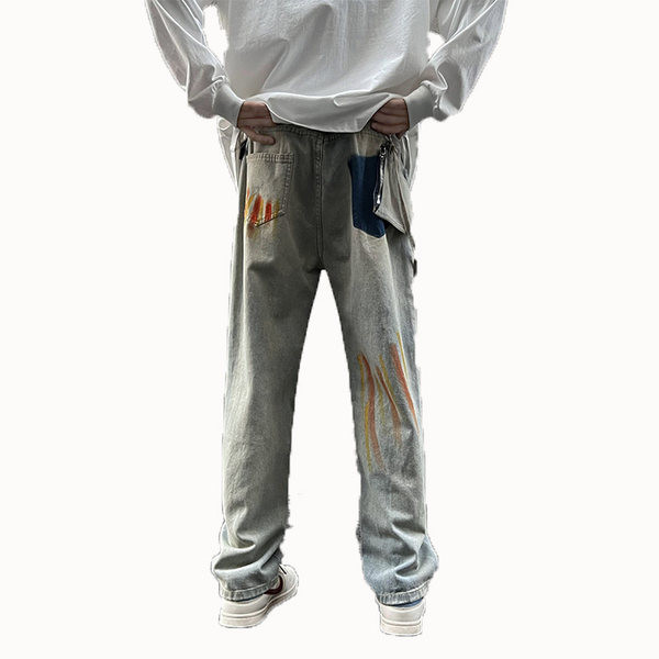 Ανδρικό ανοιξιάτικο τζιν με ίσιο σχέδιο τσέπης