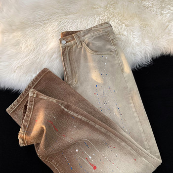 Ανδρικό φαρδύ τζιν παντελόνι με σκισμένα μοτίβα και τσέπη