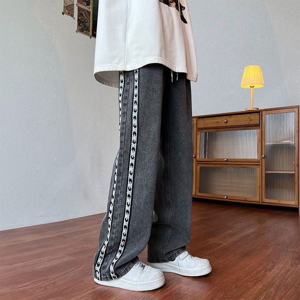 Férfi alkalmi farmernadrág kéttónusú díszítéssel