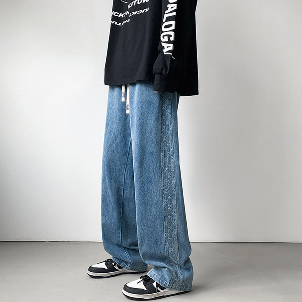 Férfi farmer fűzővel és széles szárral