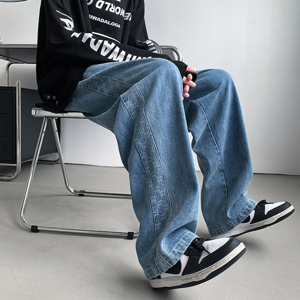 Férfi farmer fűzővel és széles szárral