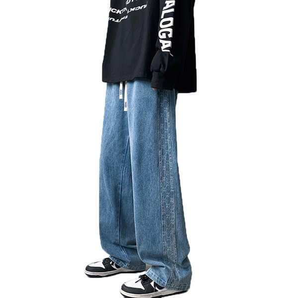 Férfi farmer fűzővel és széles szárral