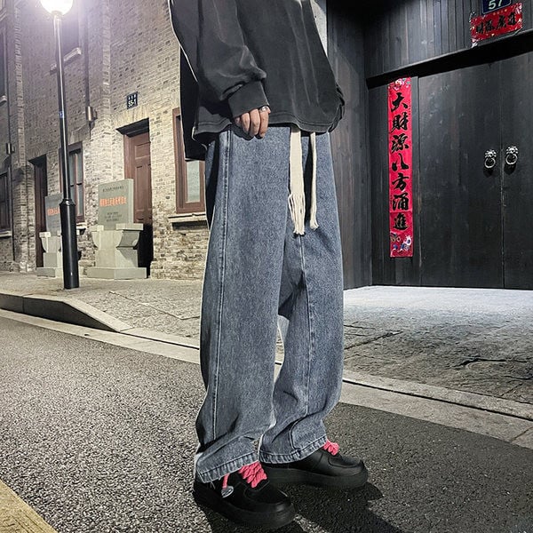 Sport férfi farmer két színben, fűzővel és zsebbel