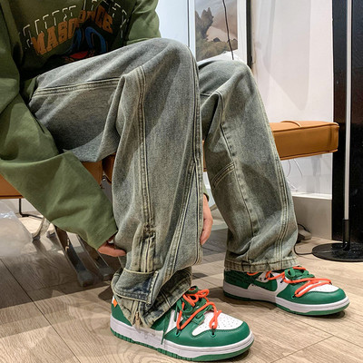 Ανδρικό τζιν casual με φερμουάρ