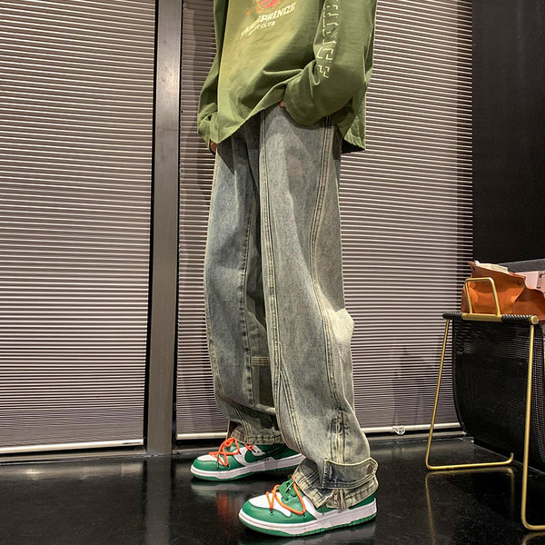 Ανδρικό τζιν casual με φερμουάρ